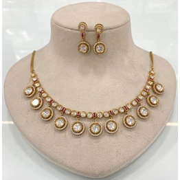 Gold Plated Moissanite And American Diamond Necklace Set