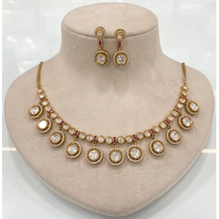 Gold Plated Moissanite And American Diamond Necklace Set