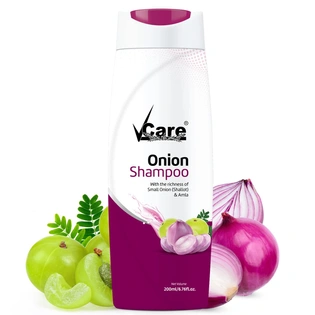 VCare Small Onion Shampoo for Hair Growth 200ml and Hair Fall Control - With Shallot Onion and Amla Suitable for Both Men & Women