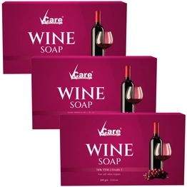 Vcare Red Wine Soap for All Skin Types - Redwine Bathing Bar Deep Cleansing, Exfoliating Combo Pack - 100g (Pack of 3)