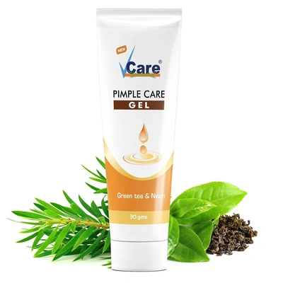 VCare Pimple Care Gel for All Skin Types 30g with Green Tea and Neem 30 gm Suitable for Men and Women Pack of 1