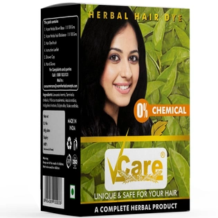 VCare Natural Herbal Hair Dye Powder for Men and Women|Apply for Dry Hair |100% Organic Henna Black Dye Hair Color Boost Shine and Hair Growth - 60 gm