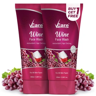 Vcare Red Wine Face Wash Suitable for All Skin Types|Younger-Looking Skin|Anti-Oxidant Oily Skin & Age Defying Bright Refreshed Skin All Day | Buy 1 Get 1 Free 100g