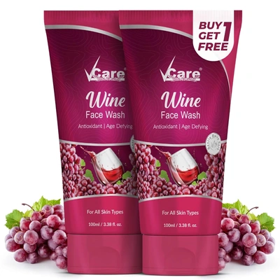 Vcare Red Wine Face Wash Suitable for All Skin Types|Younger-Looking Skin|Anti-Oxidant Oily Skin & Age Defying Bright Refreshed Skin All Day | Buy 1 Get 1 Free 100g