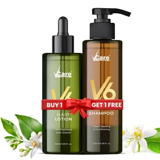 VCare V6 Deep Cleaning Shampoo 100ml and Hair Lotion 50ml for Better Hair Growth for Men and Women Buy one, get one free combo