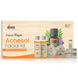 VCare Acnesol Aroma Facial Kit for Womens Glowing Skin | Acne Facial Kit Treatment for Oily Skin | Remove Acne Prone, Pimples, Pores, Dark Spots | for All Skin Types | Proffesional Parlour Beauty Kit