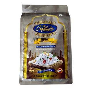 The Capital Rice Naturally Aromatic Silver Steam Basmati Rice, 1kg - Long Grain, Premium Quality Ideal for Biryani