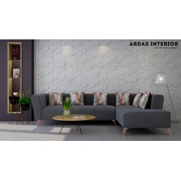 Ardas Interior Aroma L-Corner Sofa in Grey Suede Leatherette, 5-Seater