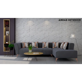 Ardas Interior Aroma L-Corner Sofa in Grey Suede Leatherette, 5-Seater