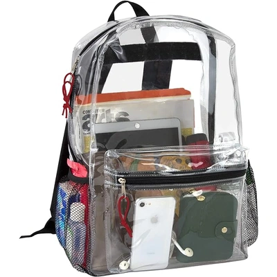 Clear Backpack for School - 18 Inch Heavy Duty PVC Transparent Backpacks pocket for College