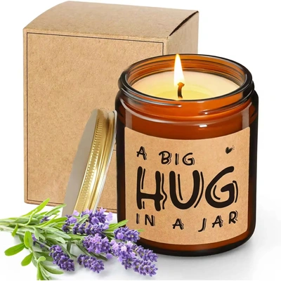 Lavender Scented Candles, Hug in A Jar Candle Unique Thinking of You Gift