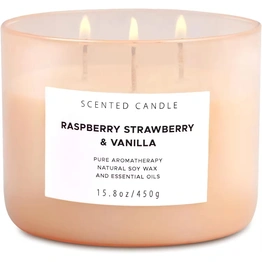 Luxury Candles Raspberry Strawberry Vanilla Scented Natural Candles Calming Aromatherapy Candle