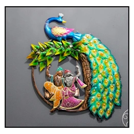 PEACOCK WITH RADHA KRISHNA WALL DECOR