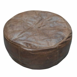 Authentic Round Indian Leather Pouf