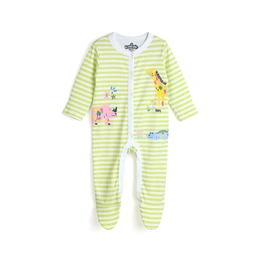 SUNNY LIME STRIPED BOYS SLEEPSUIT