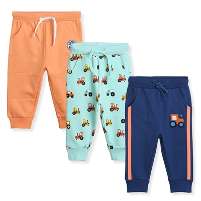 Bambino West 100% Organic Cotton Full Length Elastic Waist Baby Kid Boy Joggger Pajama Bottom Lower Track Pant MultiColor -Combo of 3 Joggers