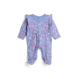 Bambino West 100% Organic Cotton Multicolor Baby Girls Round Neck Printed Full Length Footed Sleepsuit /Nightwear suit .Combo of 3 Sleepsuit