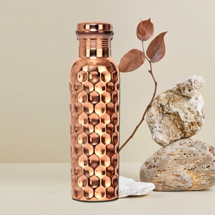 Copper Water Bottle - 34 Oz Extra Large - A Hammered Ayurvedic Pure Copper Vessel For Drinking - Drink More Water, Lower Your Sugar Intake And Enjoy The Health Benefits Immediately