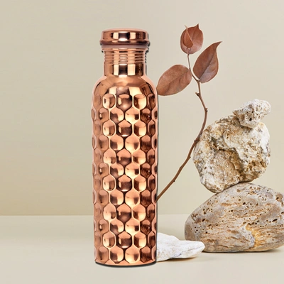 Copper Water Bottle - 34 Oz Extra Large - A Hammered Ayurvedic Pure Copper Vessel For Drinking - Drink More Water, Lower Your Sugar Intake And Enjoy The Health Benefits Immediately