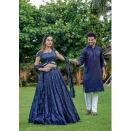 Couple Wear Lehenga Choli with Mens Kurta Pajama