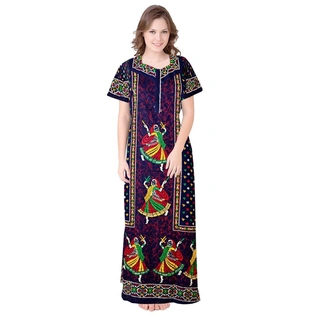 SIA Nighty for Women Cotton Printed Maxi Gown