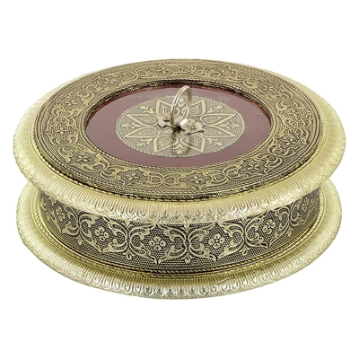 Handicraft Wooden Round Dry Fruit, Mouth Freshener Box