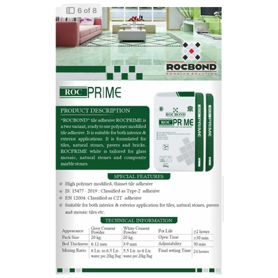 ROC PRIME ( White cement) Tile Adhesive