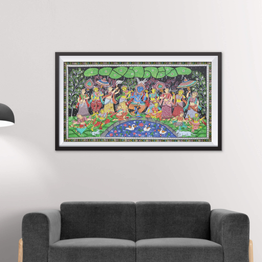 Gonasika Krishna Rasa Leela dancing with Gopis' Painting on Patta Odisha's finest