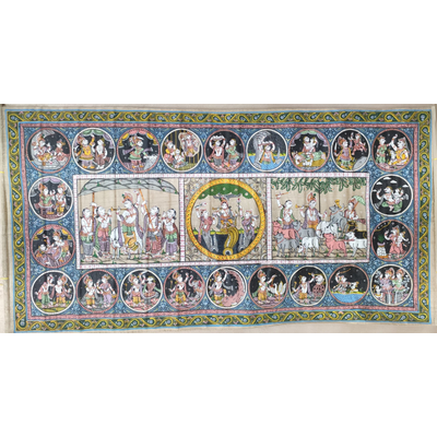 Gonasika Krishna Dashavtar Tussar Pattachitra Painting