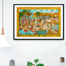 Gonasika Village Scene Pattachitra Art Painting For Home Wall Art Decor