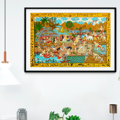 Gonasika Village Scene Pattachitra Art Painting For Home Wall Art Decor