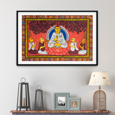 Gonasika Lord Buddha & Disciples Pattachitra Art Painting For Home Wall Art Decor