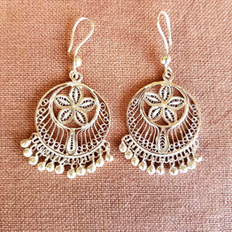 Gonasika Floral Chandbali - Silver Filigree earring