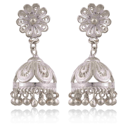 Gonasika Jhumkas in your ears - Silver Filigree earrings