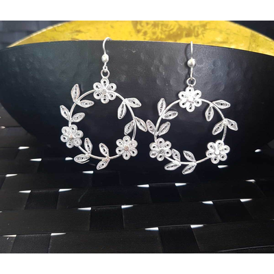 Gonasika Laurels Galore - Silver Filigree earrings