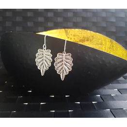 Gonasika Leaf Imprint - Silver Filigree earrings