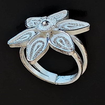 Gonasika Silver Filigree adjustable big Ring Tagar