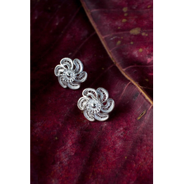 Gonasika Silver Linings Pin Wheel Silver Filigree Earrings