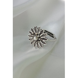 Silver Linings Sunflower Silver Filigree Ring