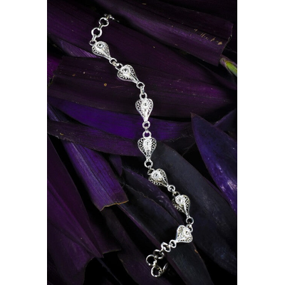 Gonasika Silver Linings Heart Silver Filigree Handmade Bracelet