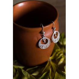 Gonasika Silver Linings Mini Silver Filigree Handmade Chandbali Earrings