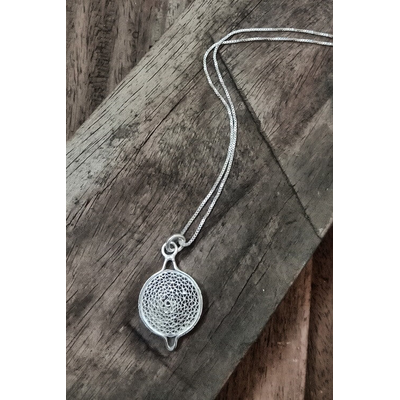 Gonasika Silver Linings Moon Silver Filigree Handmade Pendant and Chain