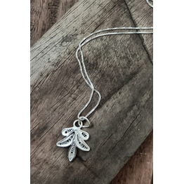 Gonasika Silver Linings Leaf Silver Filigree Handmade Pendant and Chain