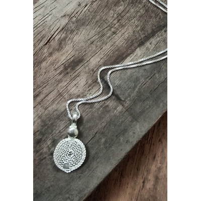 Gonasika Silver Linings Lotus Silver Filigree Handmade Pendant and Chain