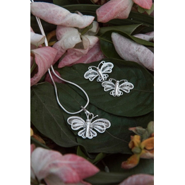 Gonasika Silver Linings Butterfly Silver Filigree Handmade Pendant Set