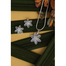 Gonasika Silver Linings Lily Silver Filigree Handmade Pendant Set