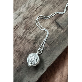 Gonasika Silver Linings Beads Silver Filigree Handmade Pendant and Chain