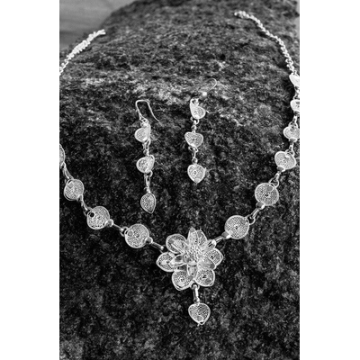 Gonasika Silver Linings Blossom Silver Filigree Handmade Necklace Set