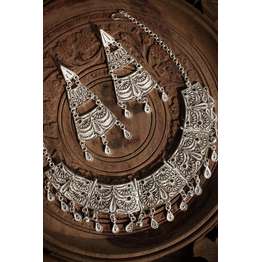 Gonasika Silver Linings Mughal Silver Filigree Handmade Choker Set