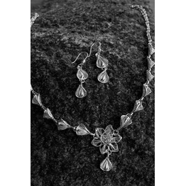 Gonasika Silver Linings Petals Silver Filigree Handmade Necklace Set